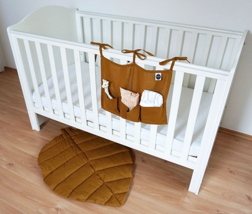 Lniany organizer ciemna musztarda