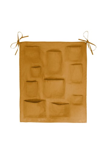 Lniany organizer musztardowy