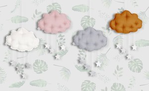 Lniany mobil chmurka biały