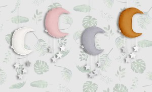 Lniany mobil księżyc szary