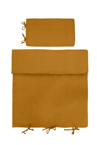 Lniana pościel musztardowa