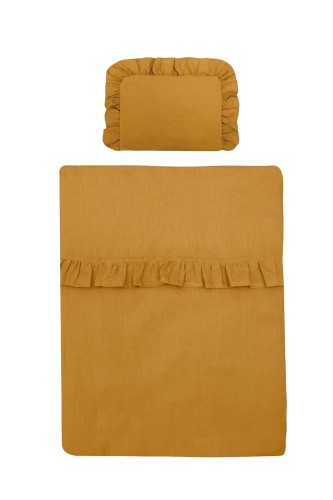 Lniana pościel musztardowa
