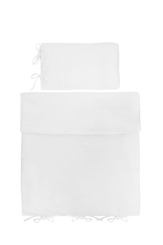 Lniana pościel wiązana biała