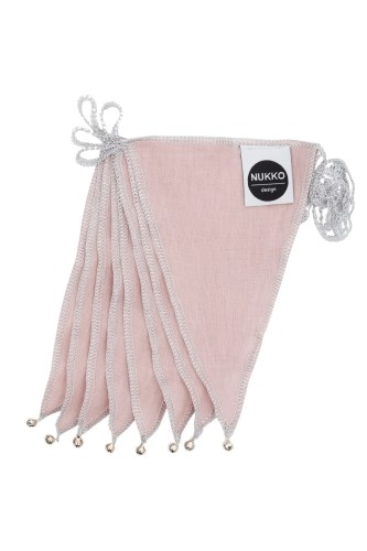 Lniana girlanda z dzwoneczkami brudny róż